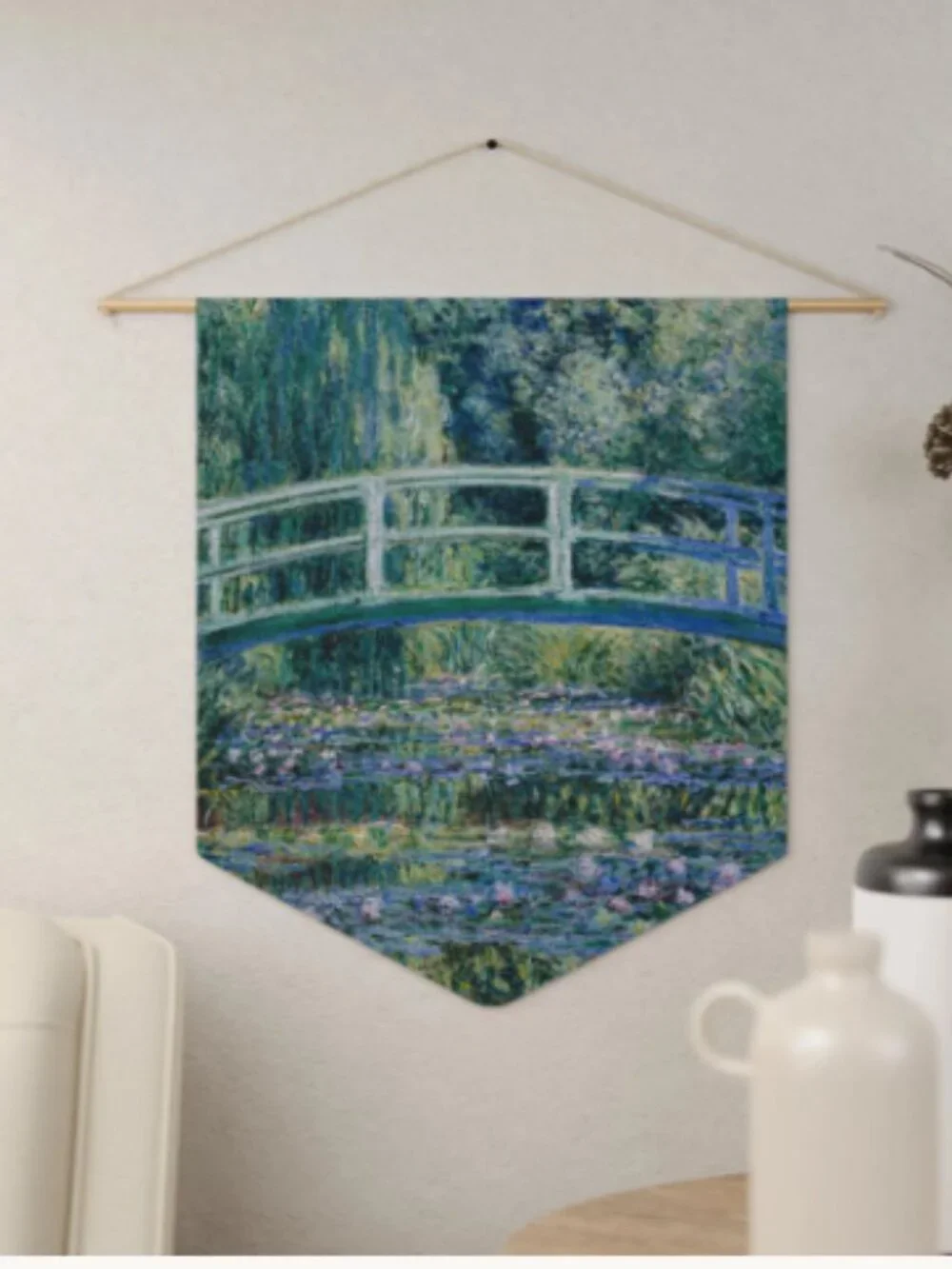 Monet Water Lily Print Pennant: Art Lover Wall Banner
